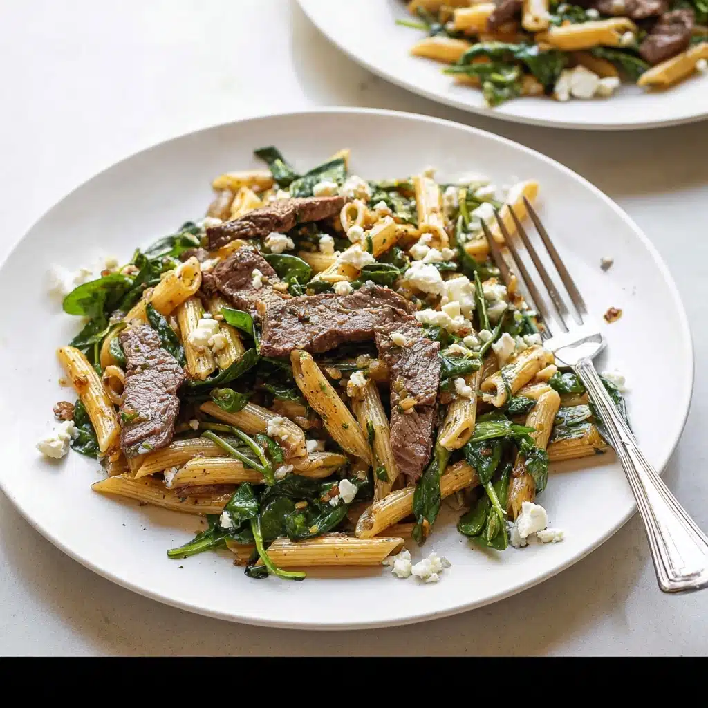 Pasta with Steak and Spinach Recipe - Recipe Image