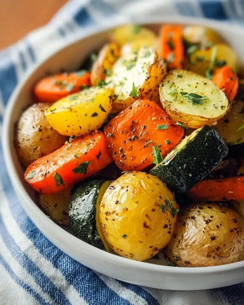 Garlic Herb Roasted Potatoes Carrots and Zucchini Recipe