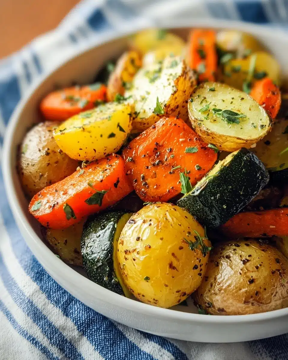 Garlic Herb Roasted Potatoes Carrots and Zucchini Recipe