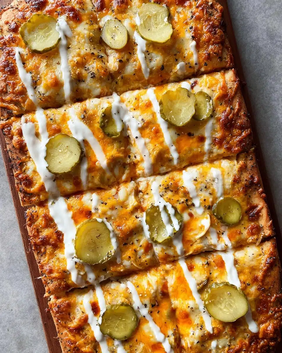Creamy Garlic Dill Pickle Pizza Recipe