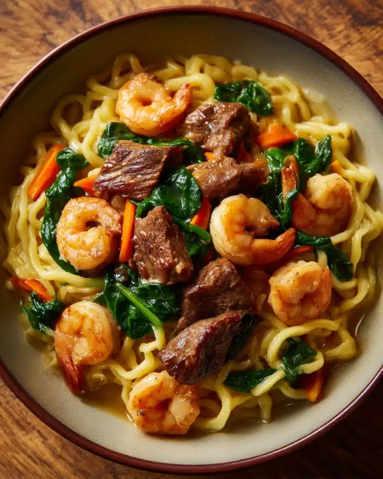 Steak & Shrimp Stir-Fried Noodles Recipe