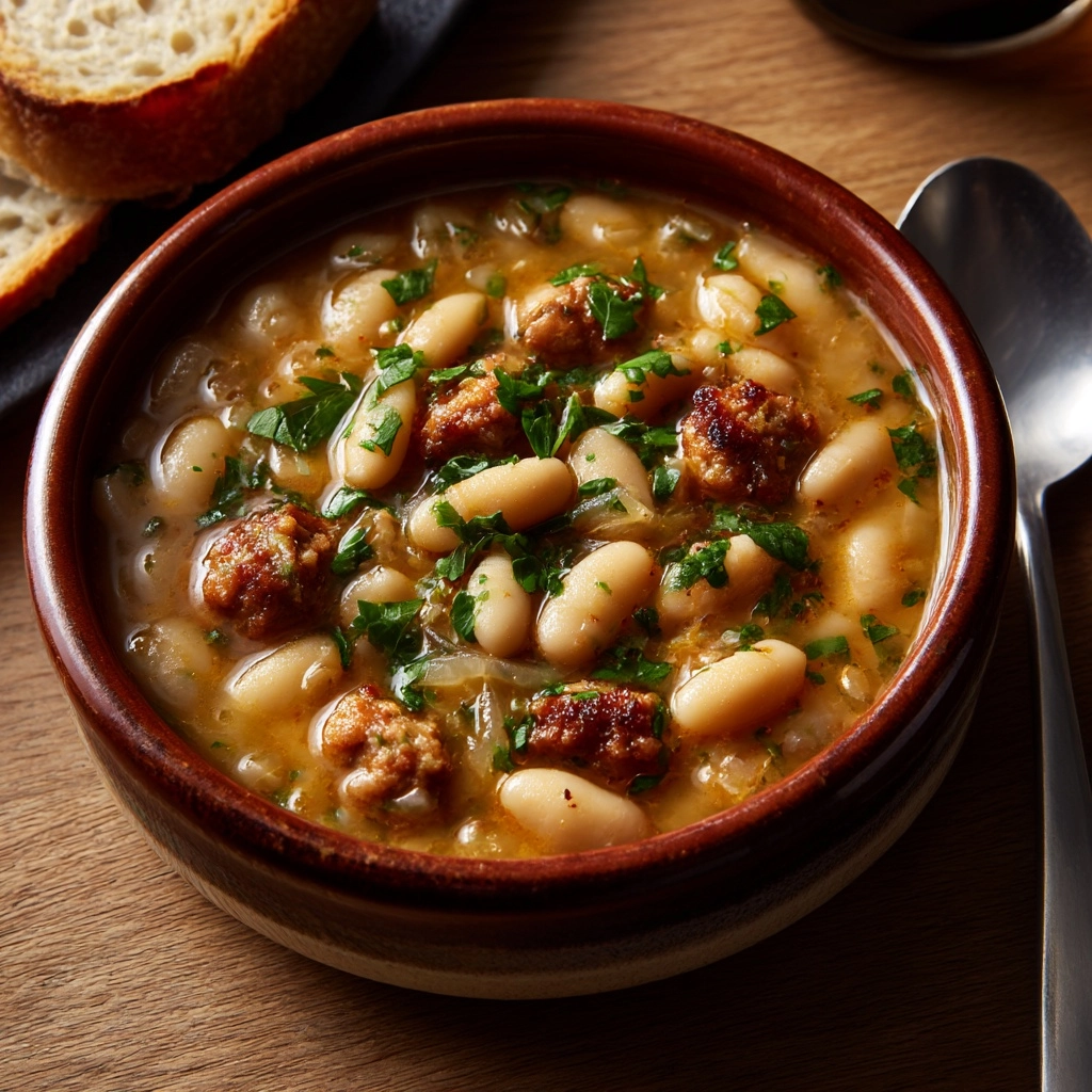 Creamy Bean Soup with Sausage Recipe - Recipe Image