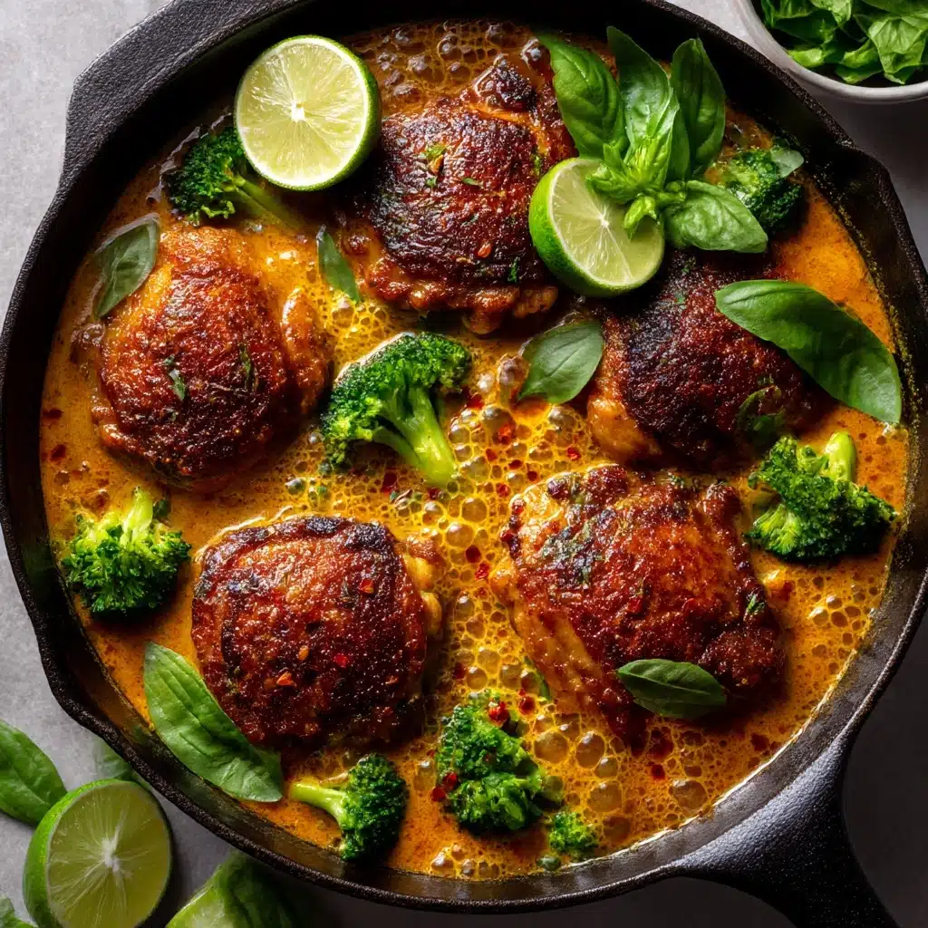 Saucy Coconut Braised Chicken with Rice Noodles and Broccoli Recipe - Recipe Image