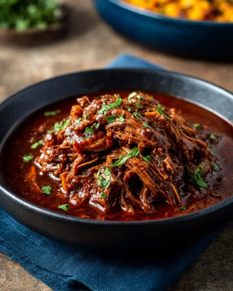 Caramelized Pulled Beef Brisket in a Rich Spicy Sauce Recipe