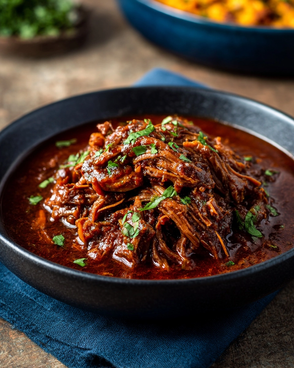 Caramelized Pulled Beef Brisket in a Rich Spicy Sauce Recipe