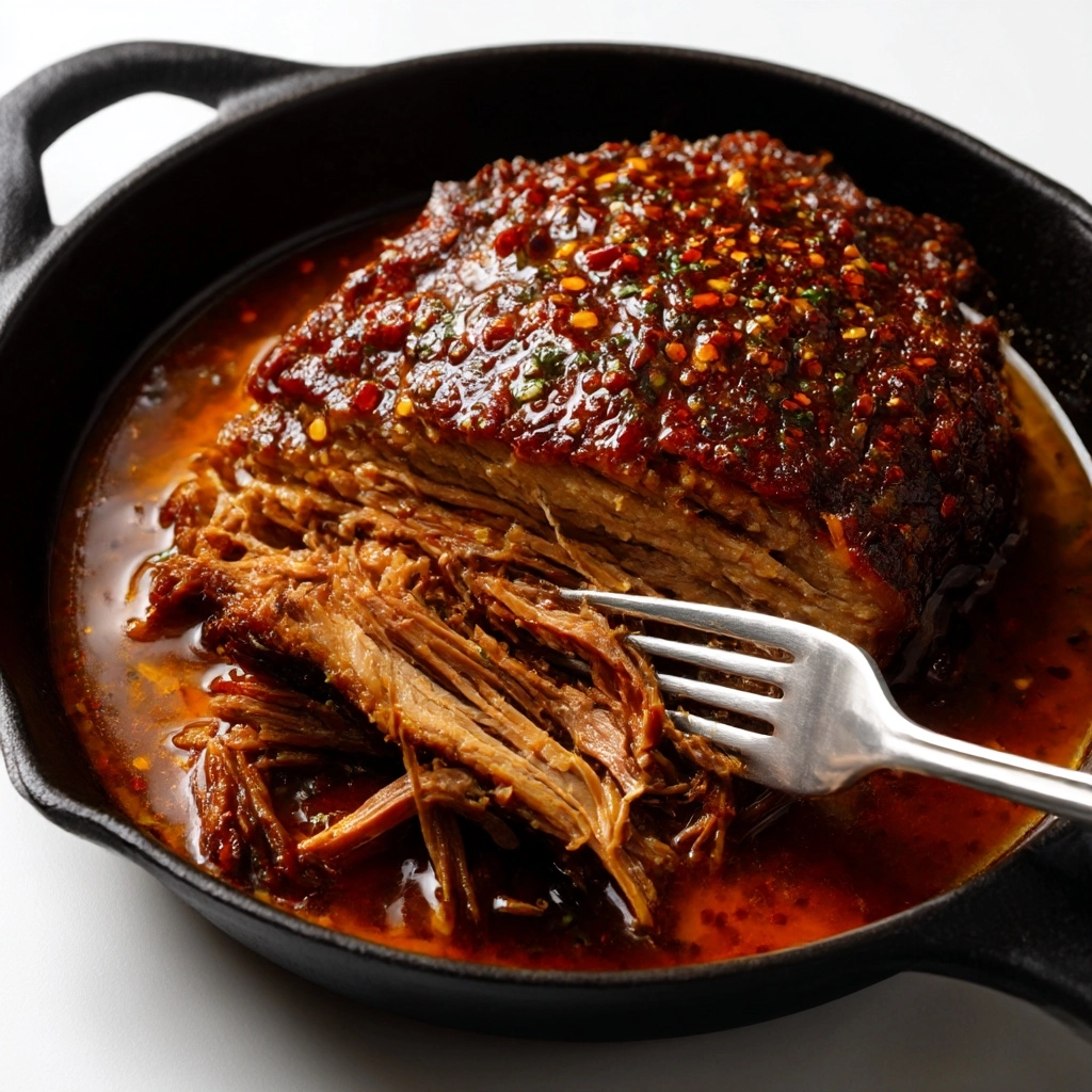 Caramelized Pulled Beef Brisket in a Rich Spicy Sauce Recipe - Recipe Image