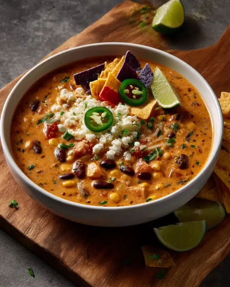 Crockpot Creamy Chicken Tortilla Soup Recipe