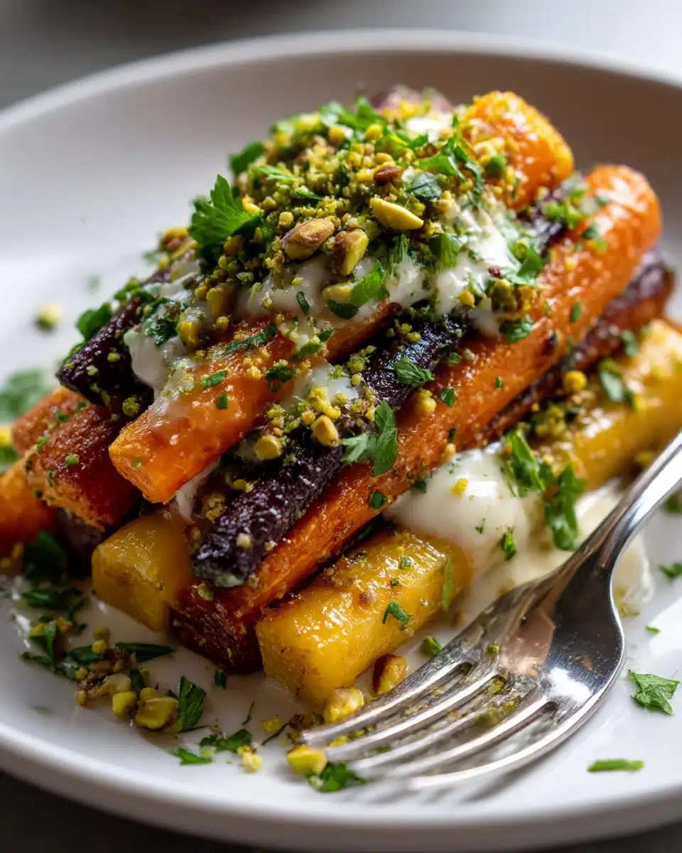 Roasted Carrots with Honey and Garlic Yogurt Sauce Recipe