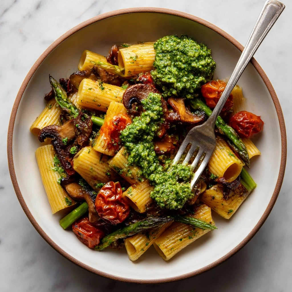 Farmers’ Market Pasta with Walnut Pesto Recipe - Recipe Image
