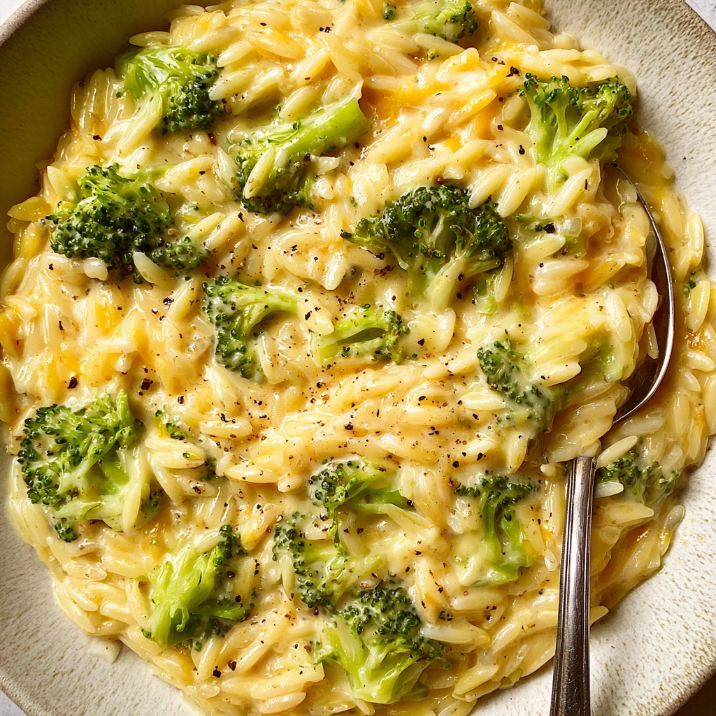 Creamy Broccoli Cheddar Orzo Recipe - Recipe Image