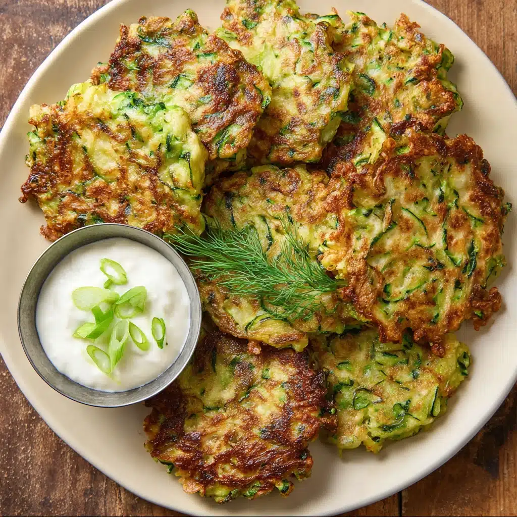 Vegan Zucchini Fritters with Garlic & Dill Recipe - Recipe Image