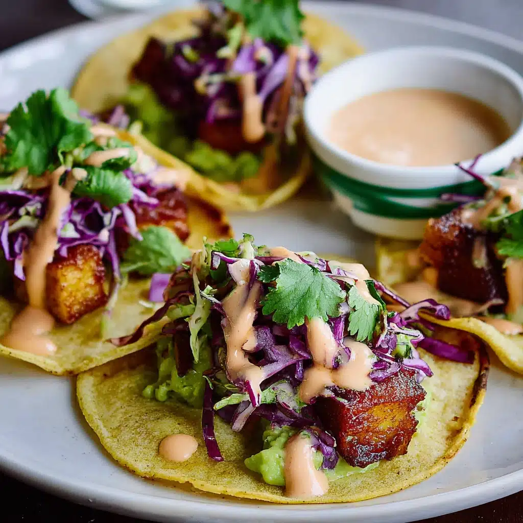 Easy tofu tacos recipe with cabbage slaw and avocado Recipe - Recipe Image