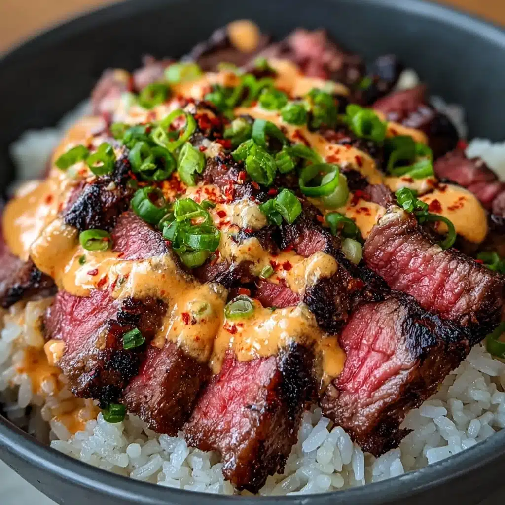 Korean BBQ Steak Rice Bowls with Spicy Cream Sauce Recipe - Recipe Image