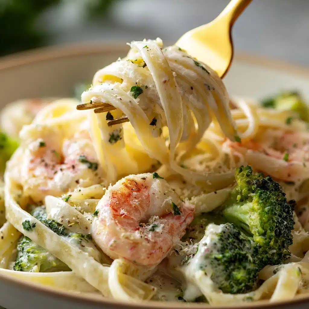 Shrimp Alfredo Fettuccine & Broccoli Recipe - Recipe Image