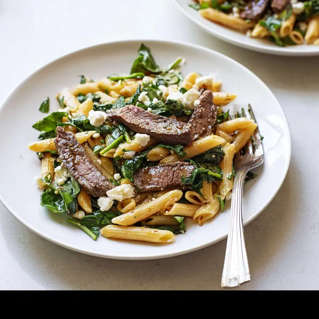 Pasta with Steak and Spinach Recipe - Recipe Image