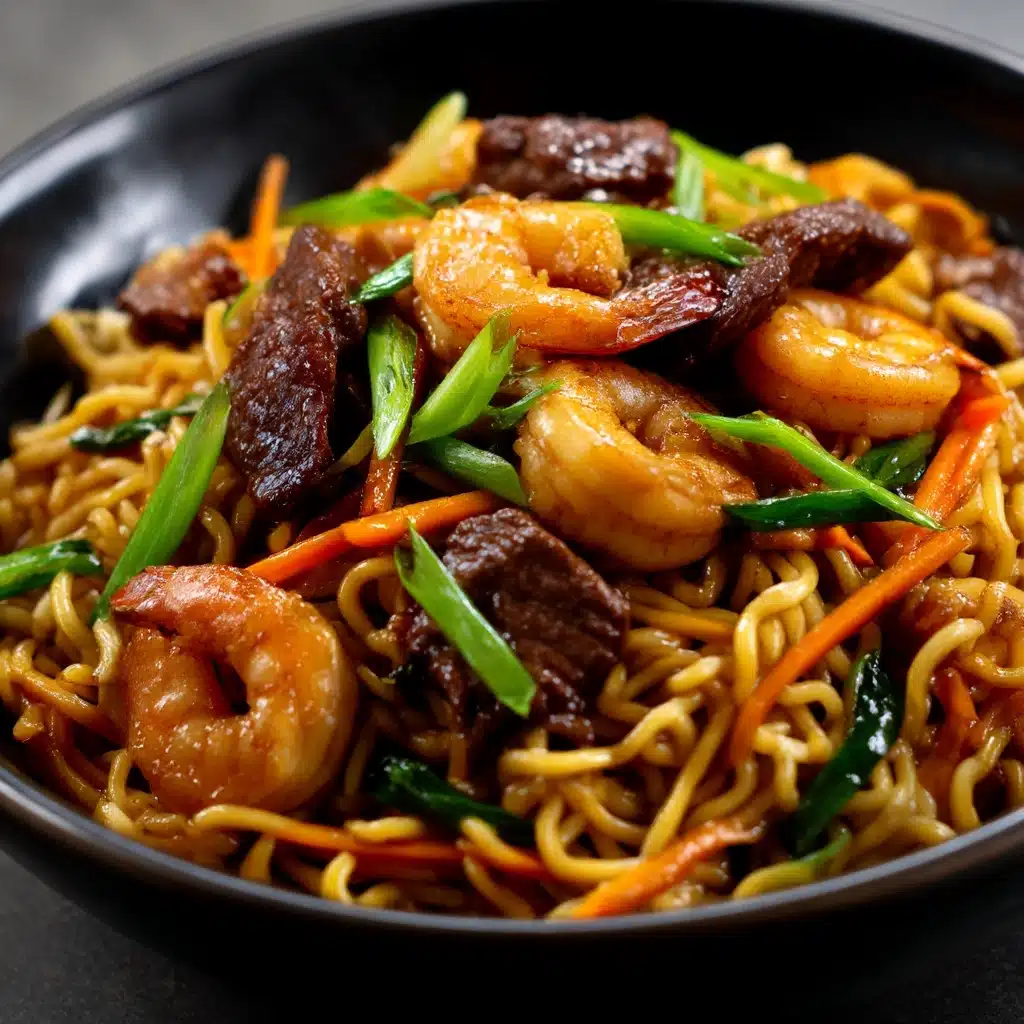 Steak & Shrimp Stir-Fried Noodles Recipe - Recipe Image