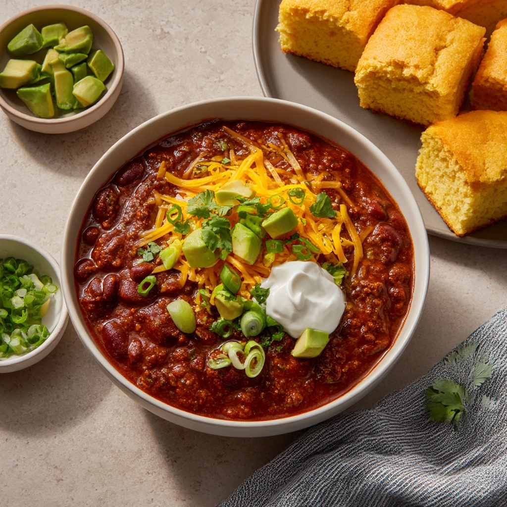 Four Bean Spicy Crockpot Chili Recipe - Recipe Image
