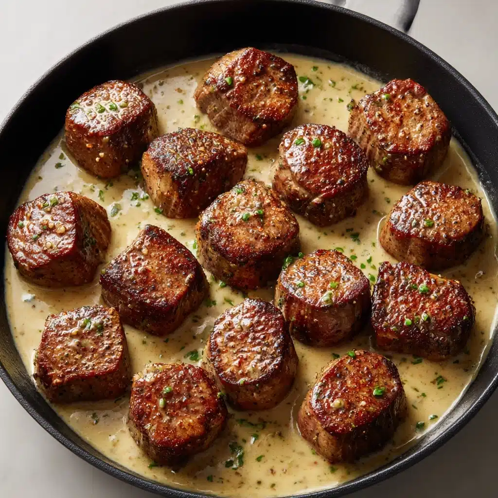 Garlic Butter Steak Bites With Parmesan Cream Sauce Recipe - Recipe Image