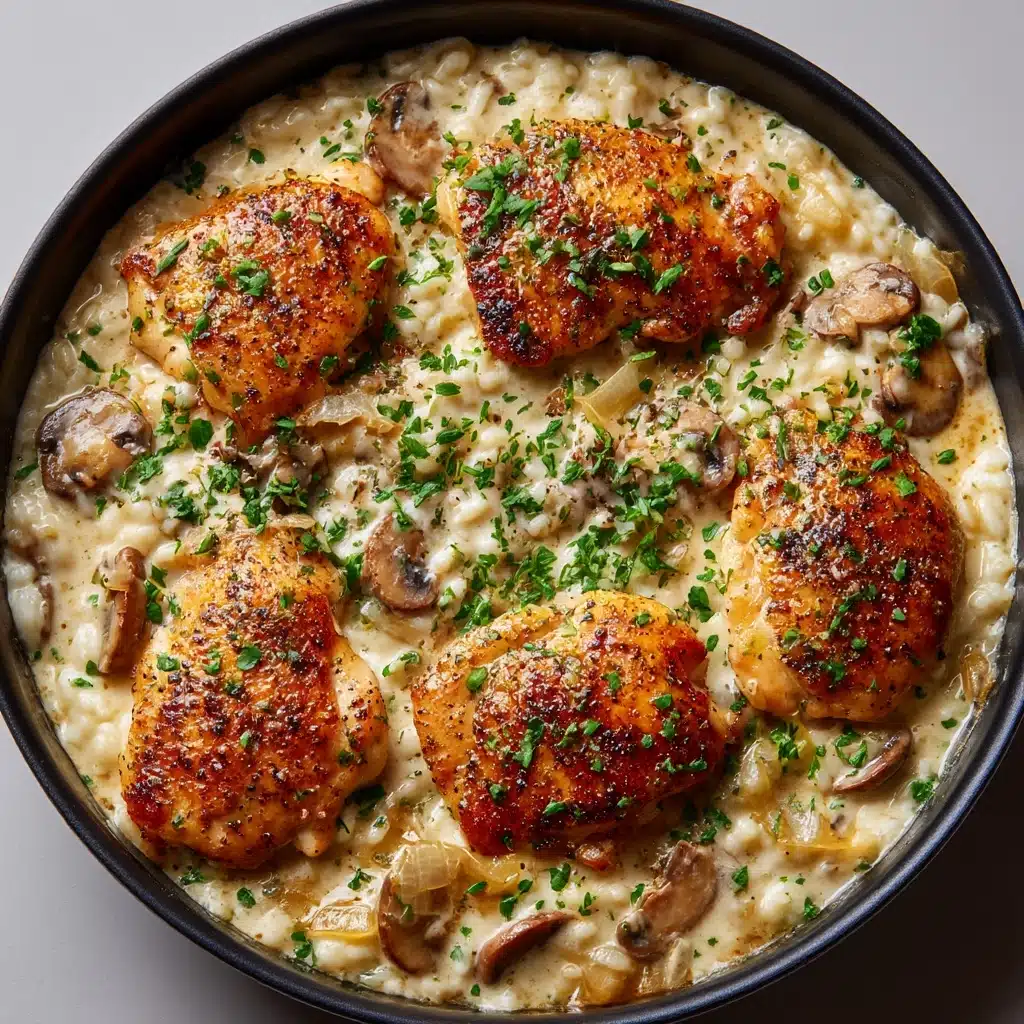One-Pan Creamy Parmesan Chicken & Rice Recipe - Recipe Image