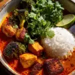 Saucy Coconut Braised Chicken with Rice Noodles and Broccoli Recipe