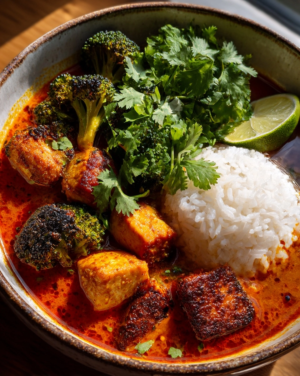Saucy Coconut Braised Chicken with Rice Noodles and Broccoli Recipe