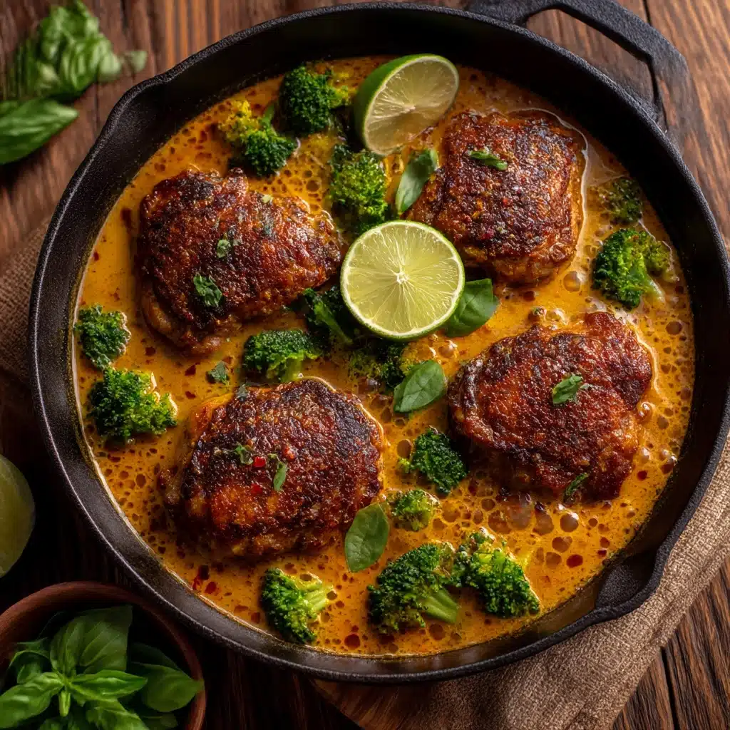 Saucy Coconut Braised Chicken with Rice Noodles and Broccoli Recipe - Recipe Image