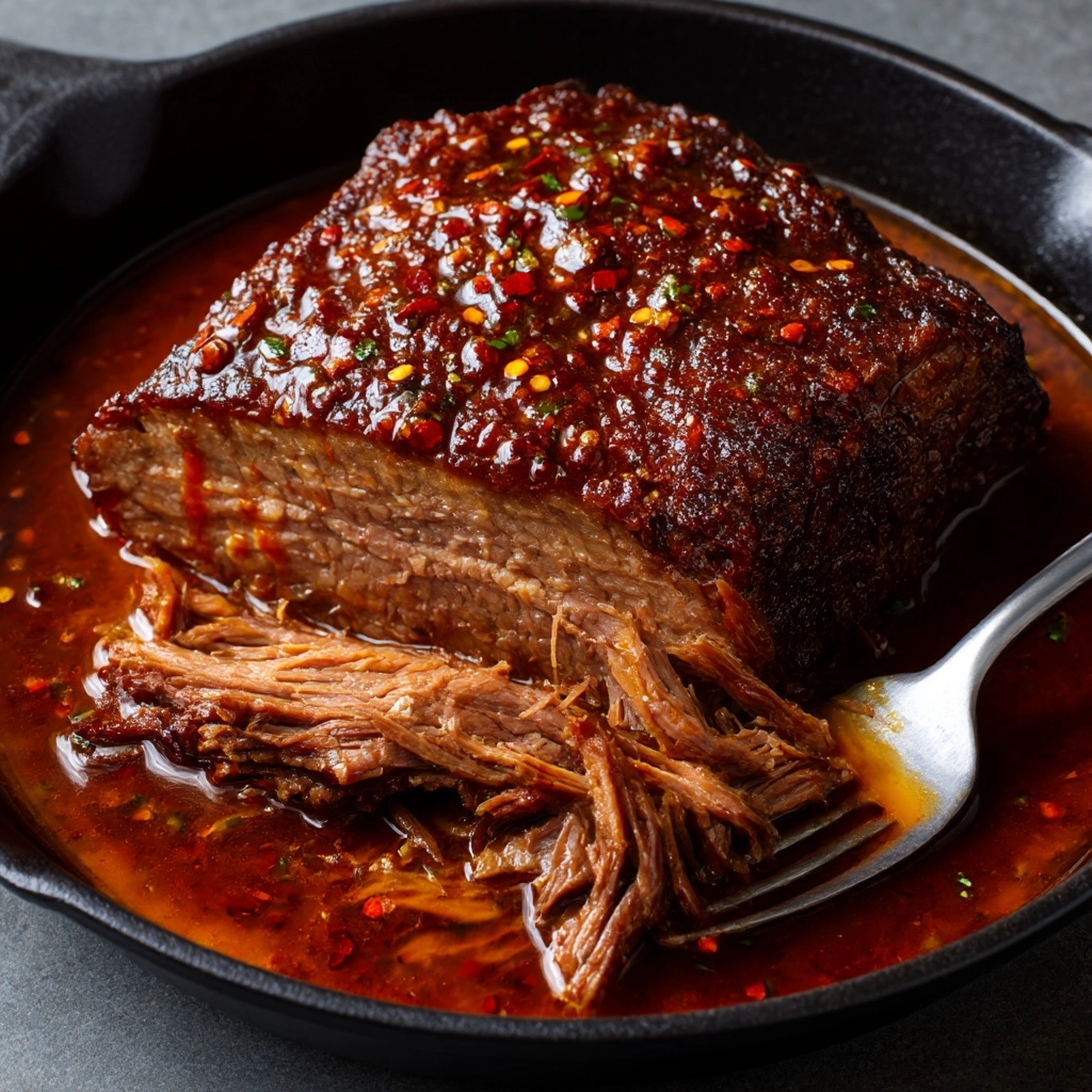 Caramelized Pulled Beef Brisket in a Rich Spicy Sauce Recipe - Recipe Image