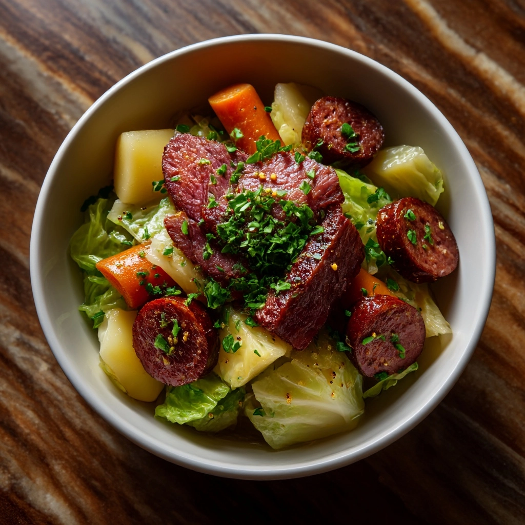 Corned Beef and Cabbage with Horseradish Cream Recipe - Recipe Image