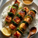 Miso Salmon Skewers with Zucchini and Scallions Recipe