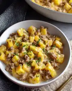 Hamburger Potato Casserole with Cheddar Cheese Recipe
