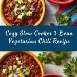 Slow Cooker 3 Bean Vegetarian Chili Recipe