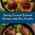 Saucy Coconut Braised Chicken with Rice Noodles and Broccoli Recipe