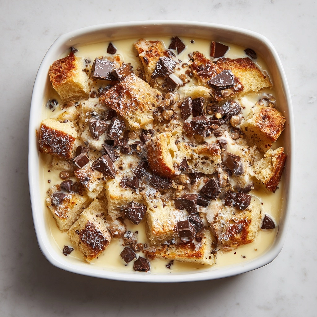 Chocolate Chip Bread Pudding with Cream Sauce Recipe - Recipe Image