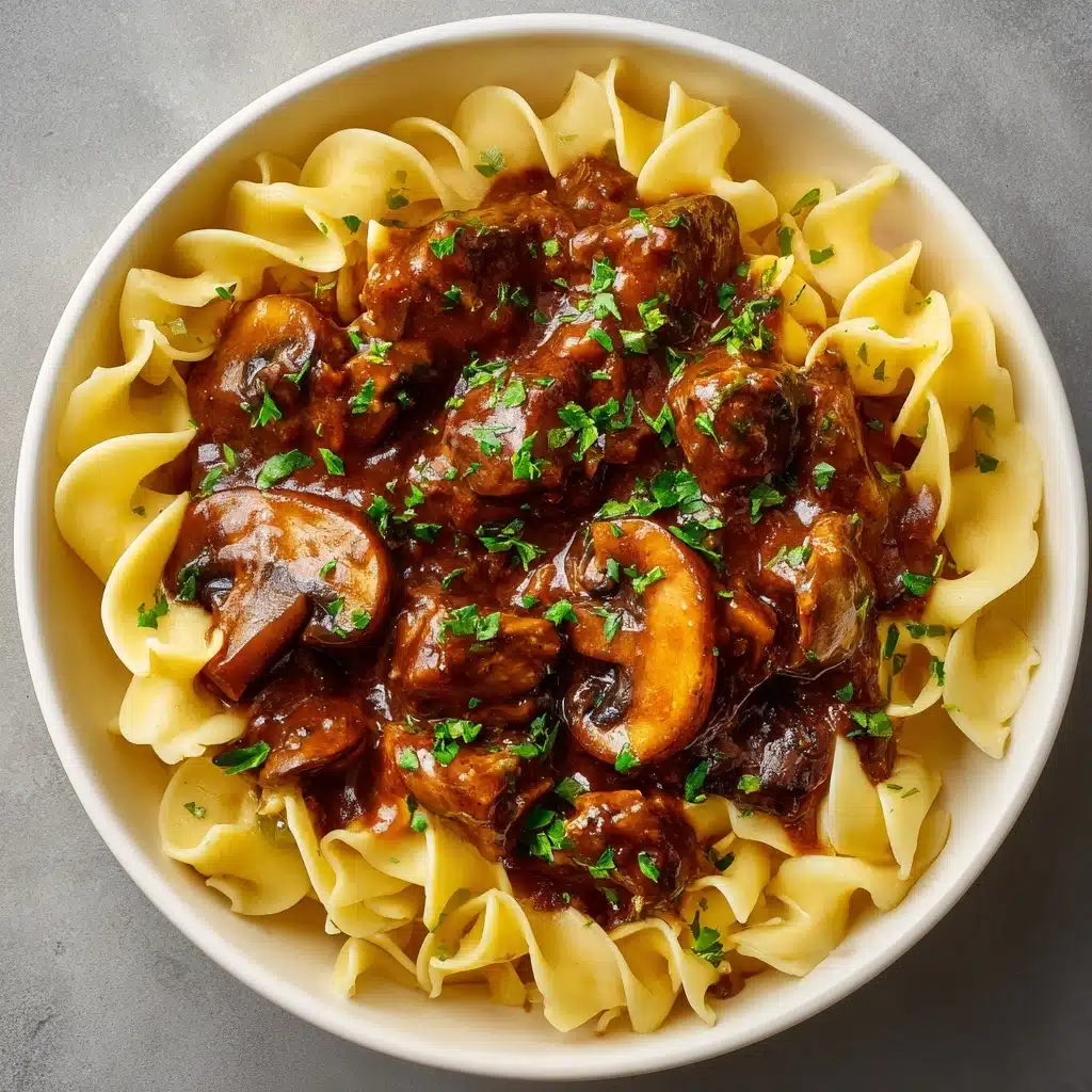Tender Crockpot Beef Tips with Noodles Recipe - Recipe Image