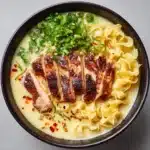 Fiery Chicken Ramen with Creamy Garlic Sauce Recipe