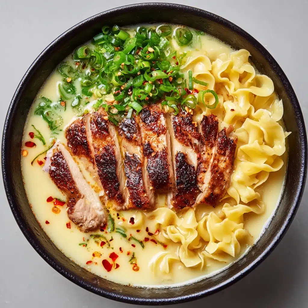 Fiery Chicken Ramen with Creamy Garlic Sauce Recipe - Recipe Image