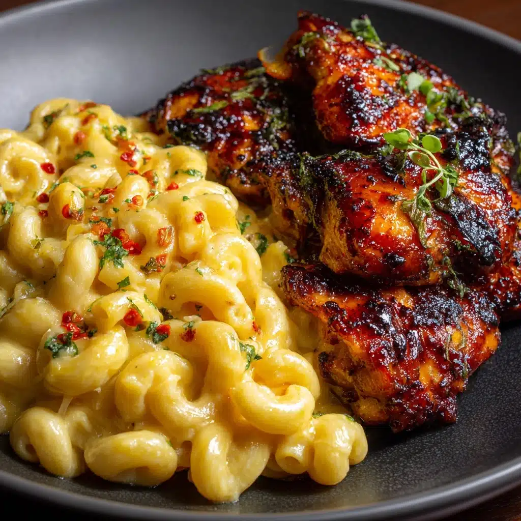 Sweet and Spicy Honey Pepper Chicken with Creamy Macaroni Cheese Recipe