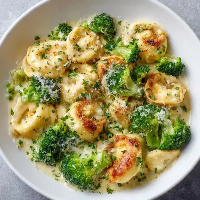 Creamy Garlic Parmesan Tortellini with Chicken & Broccoli Recipe