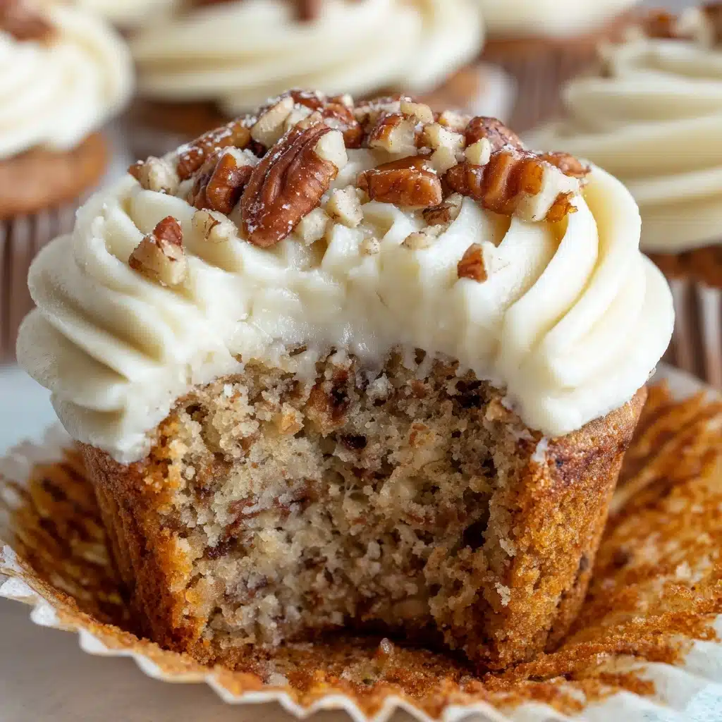 Banana Cinnamon Pecan Cupcakes with Cream Cheese Frosting Recipe - Recipe Image