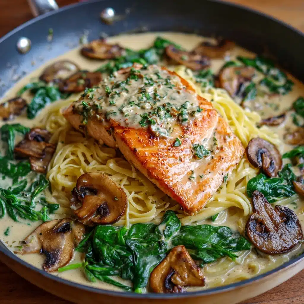 Creamy Salmon Florentine with Spinach and Mushrooms Recipe - Recipe Image