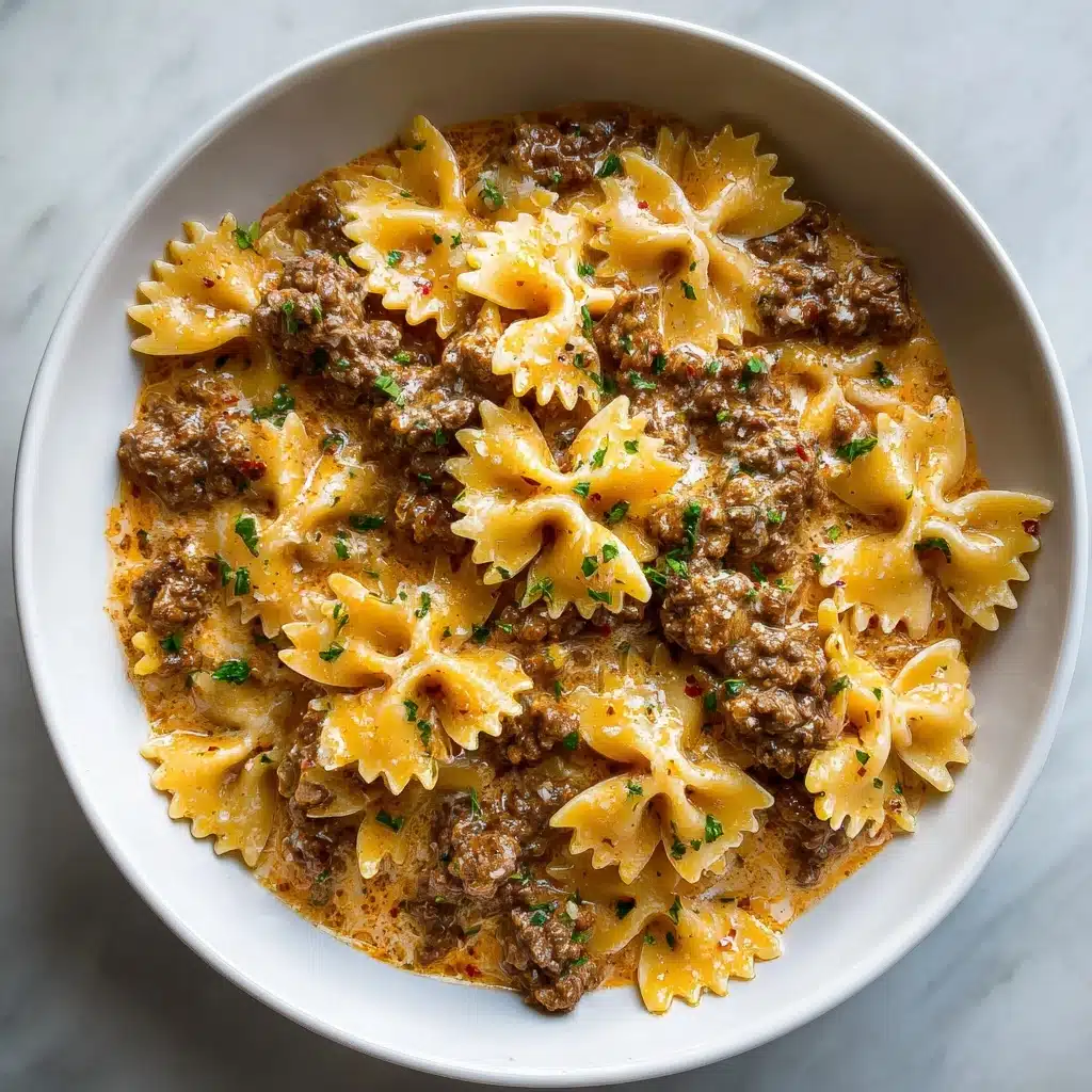 Creamy Beef and Bowtie Pasta Recipe - Recipe Image