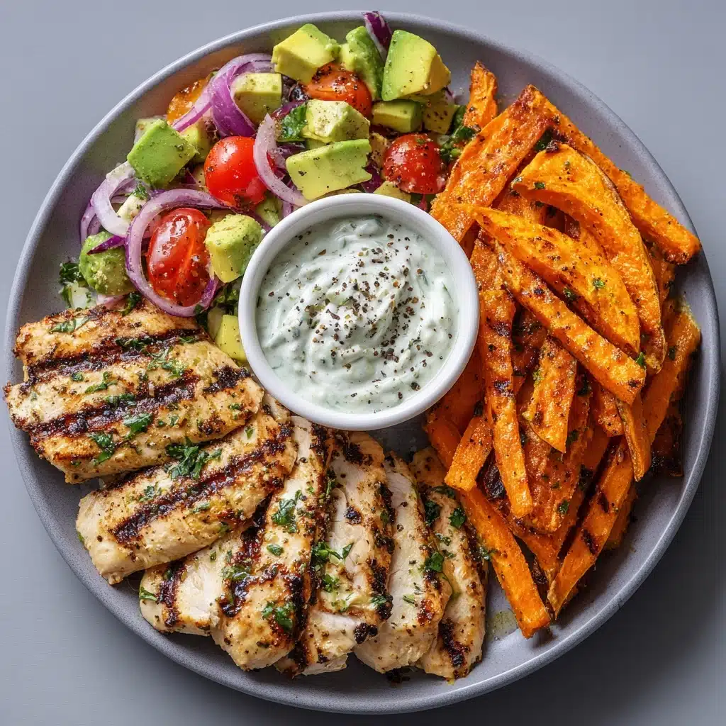 Chicken with Sweet Potato Fries & Avocado Salsa Recipe - Recipe Image