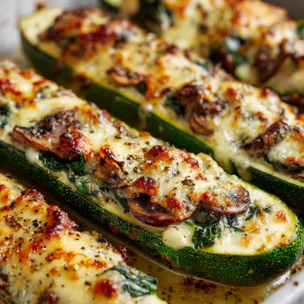 Spinach, Mushroom, and Ricotta Stuffed Zucchini Recipe - Recipe Image