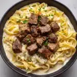 Garlic Butter Steak Bites with Creamy Parmesan Pasta Recipe