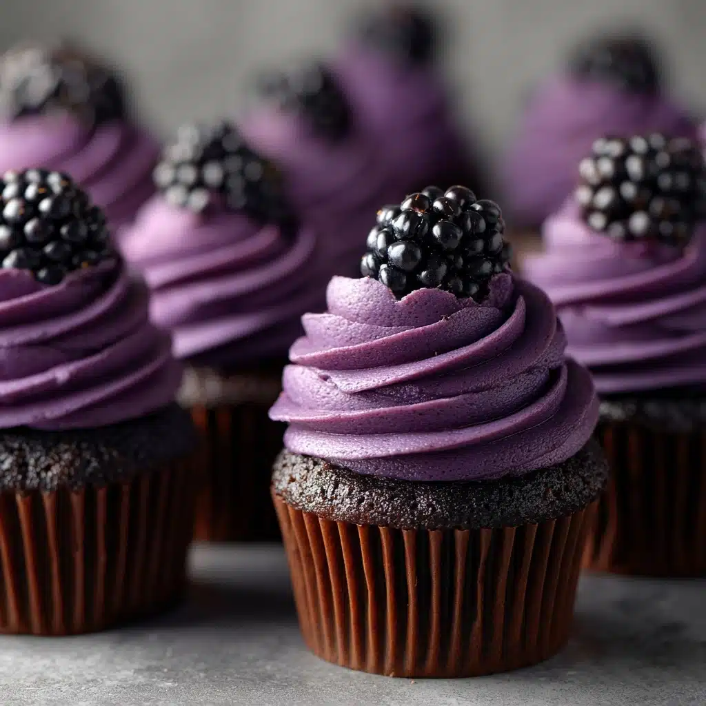 Chocolate Cupcakes with Blackberry Buttercream Recipe - Recipe Image
