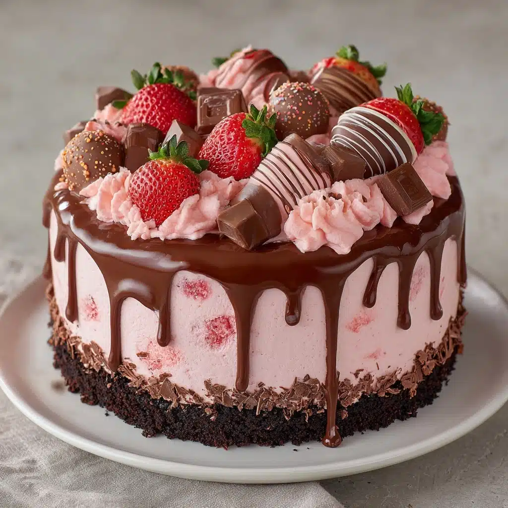 Chocolate Covered Strawberry Ice Cream Cake Recipe - Recipe Image