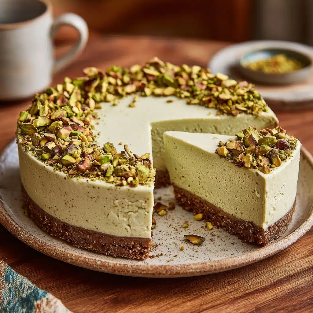 Pistachio Cheesecake with Almond Crust Recipe - Recipe Image