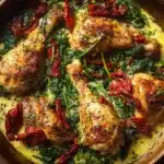 Smothered Baked Chicken with Creamed Spinach and Sun-Dried Tomatoes Recipe