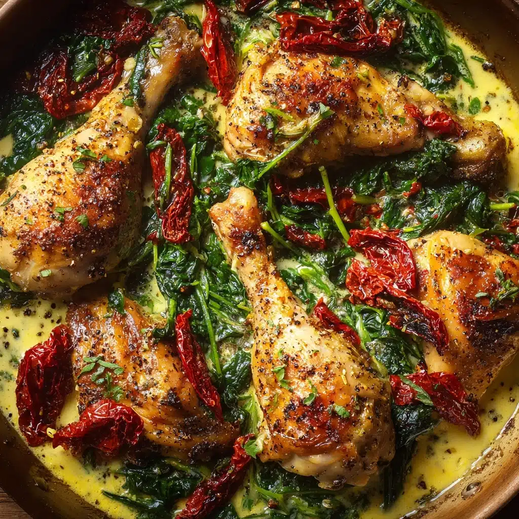 Smothered Baked Chicken with Creamed Spinach and Sun-Dried Tomatoes Recipe