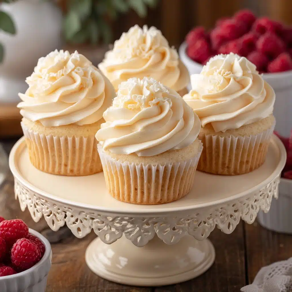 Almond Wedding Cake Cupcakes with Raspberry Filling Recipe